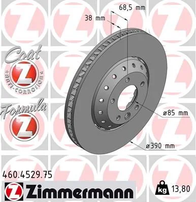 Stabdžių diskas ZIMMERMANN 460.4529.75