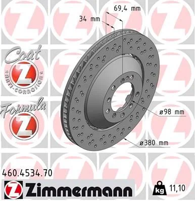 Stabdžių diskas ZIMMERMANN 460.4534.70