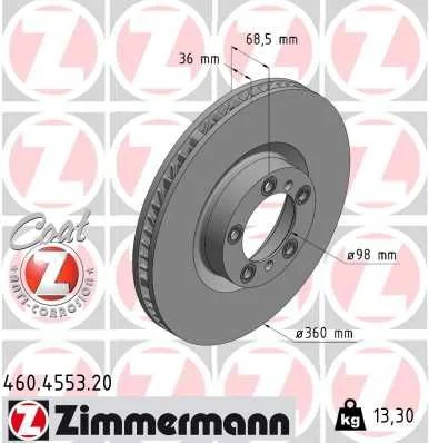 Stabdžių diskas ZIMMERMANN 460.4553.20