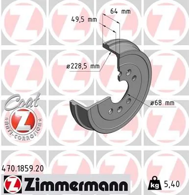 Brake Drum ZIMMERMANN 470.1859.20