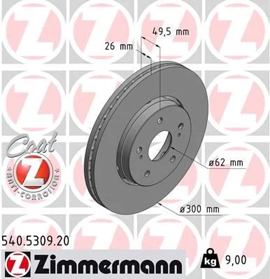 Brzdový kotúč ZIMMERMANN 540.5309.20