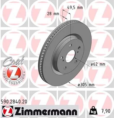 Brzdový kotúč ZIMMERMANN 590.2840.20
