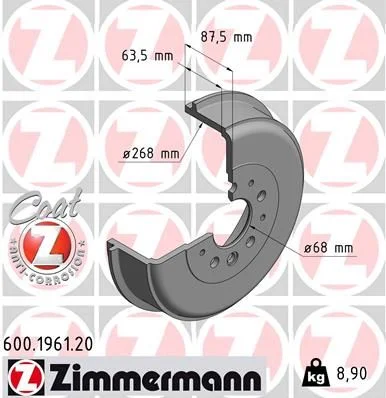 Brzdový bubon ZIMMERMANN 600.1961.20