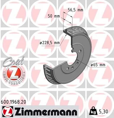 Brake Drum ZIMMERMANN 600.1968.20