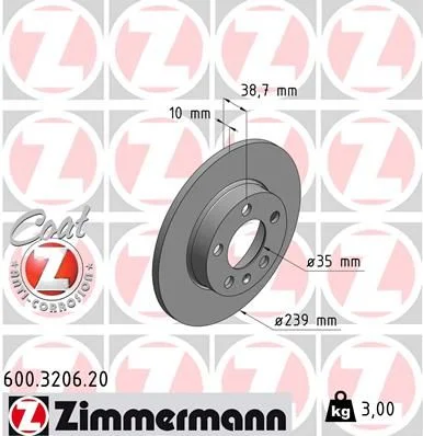 Brzdový kotúč ZIMMERMANN 600.3206.20