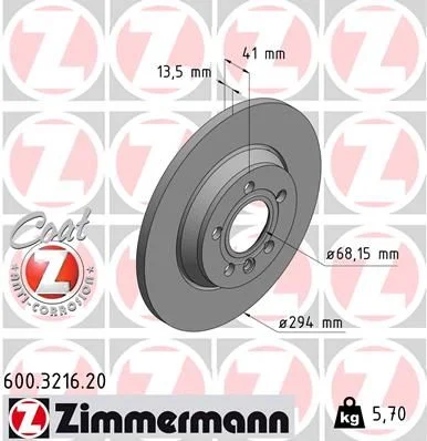 Stabdžių diskas ZIMMERMANN 600.3216.20