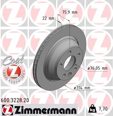 Brzdový kotúč ZIMMERMANN 600.3228.20