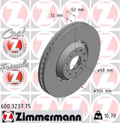 Stabdžių diskas ZIMMERMANN 600.3237.75