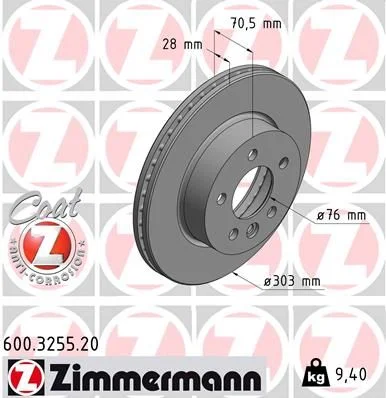 Brzdový kotúč ZIMMERMANN 600.3255.20