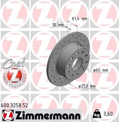 Brake Disc ZIMMERMANN 600.3258.52