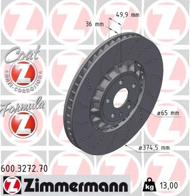 Stabdžių diskas ZIMMERMANN 600.3272.70