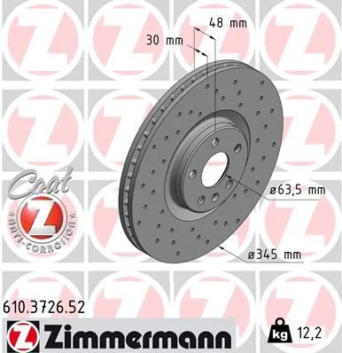 Brzdový kotúč ZIMMERMANN 610.3726.52