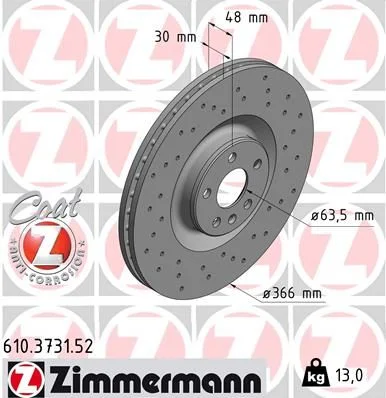 Brzdový kotúč ZIMMERMANN 610.3731.52