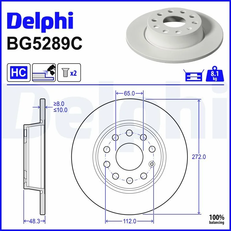 Brake Disc DELPHI BG5289C