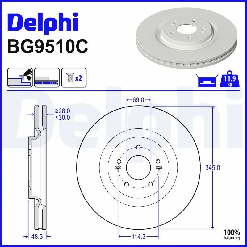 Brake Disc DELPHI BG9510C
