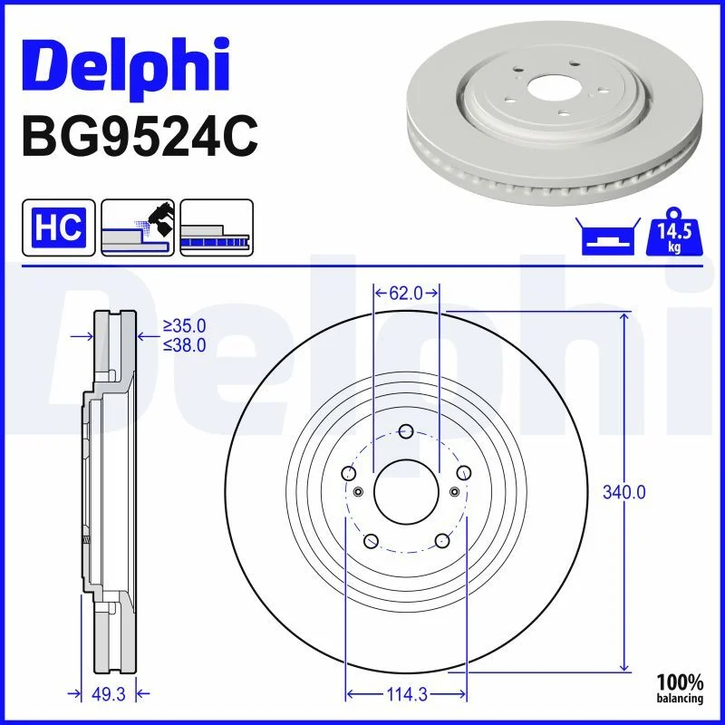 Stabdžių diskas DELPHI BG9524C