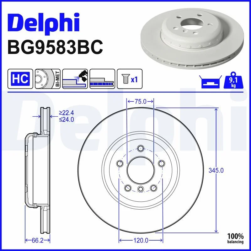 Stabdžių diskas DELPHI BG9583BC