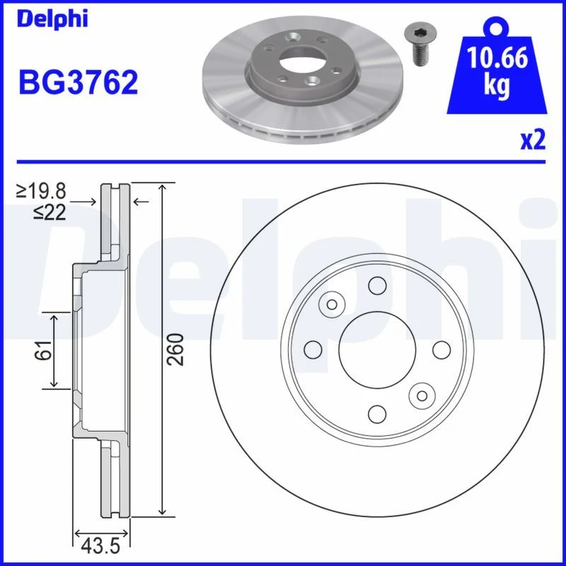 Stabdžių diskas DELPHI BG3762