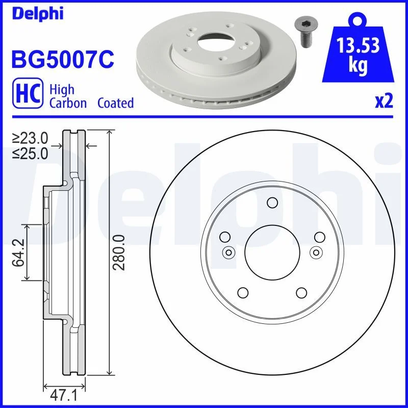 Brzdový kotúč DELPHI BG5007C