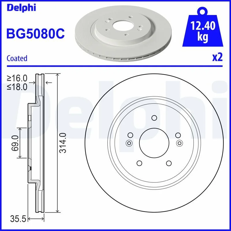 Brake Disc DELPHI BG5080C