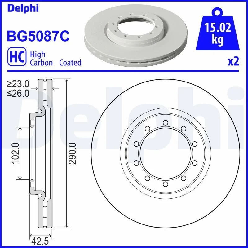 Brzdový kotúč DELPHI BG5087C