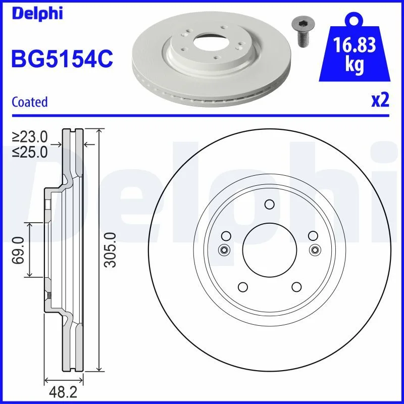 Brake Disc DELPHI BG5154C
