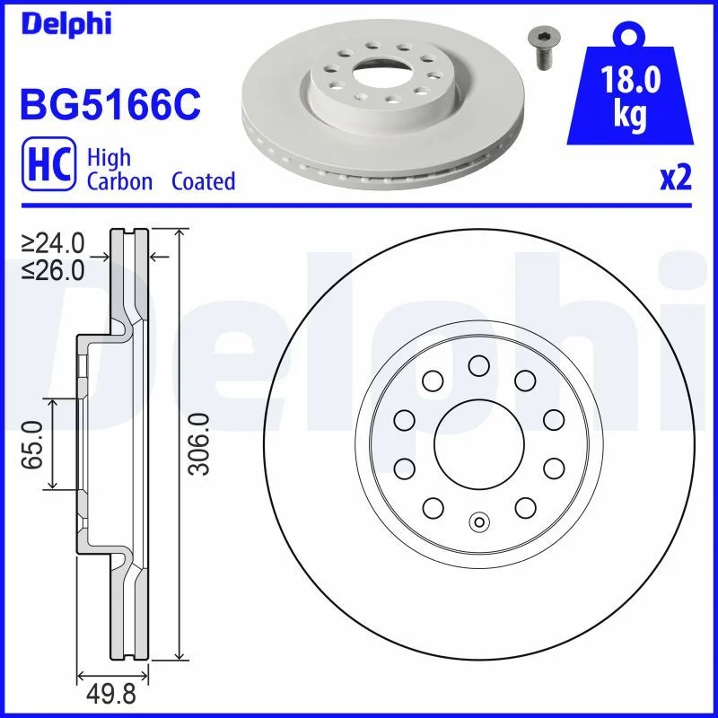 Brake Disc DELPHI BG5166C