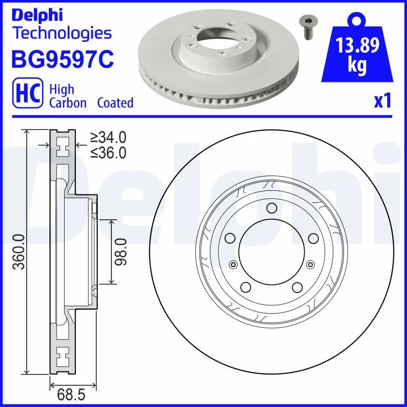 Stabdžių diskas DELPHI BG9597C