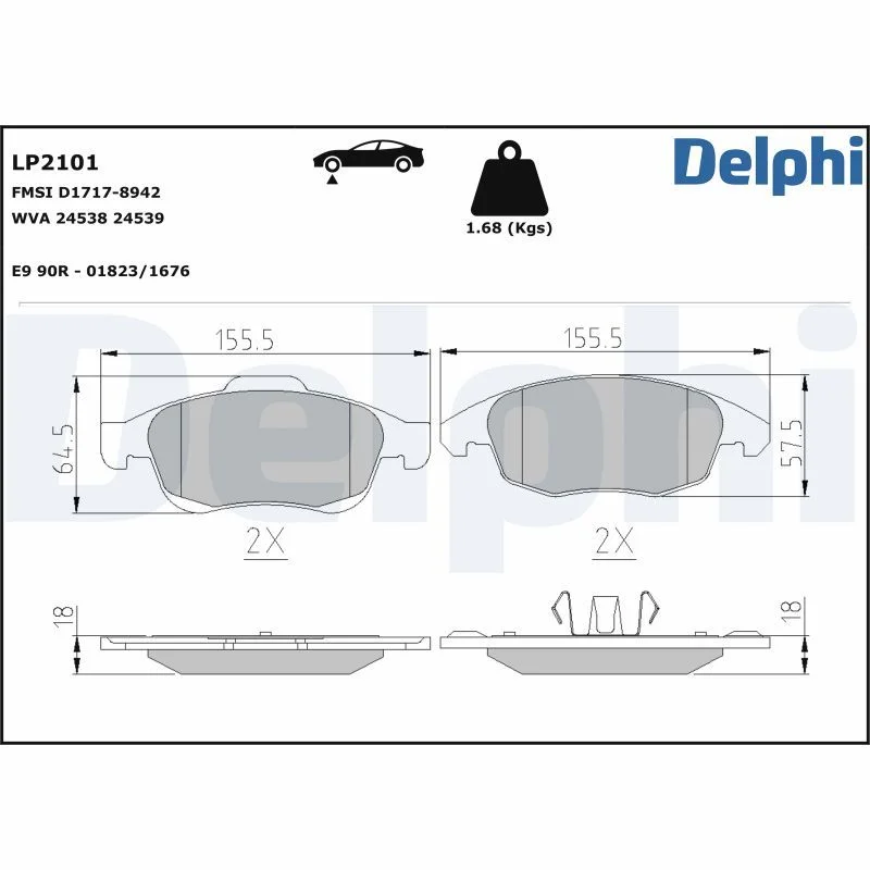 Sada brzdových platničiek, kotúčová brzda DELPHI LP2101