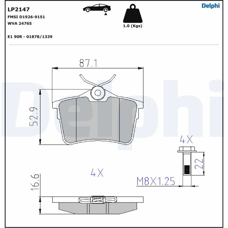 Sada brzdových platničiek, kotúčová brzda DELPHI LP2147