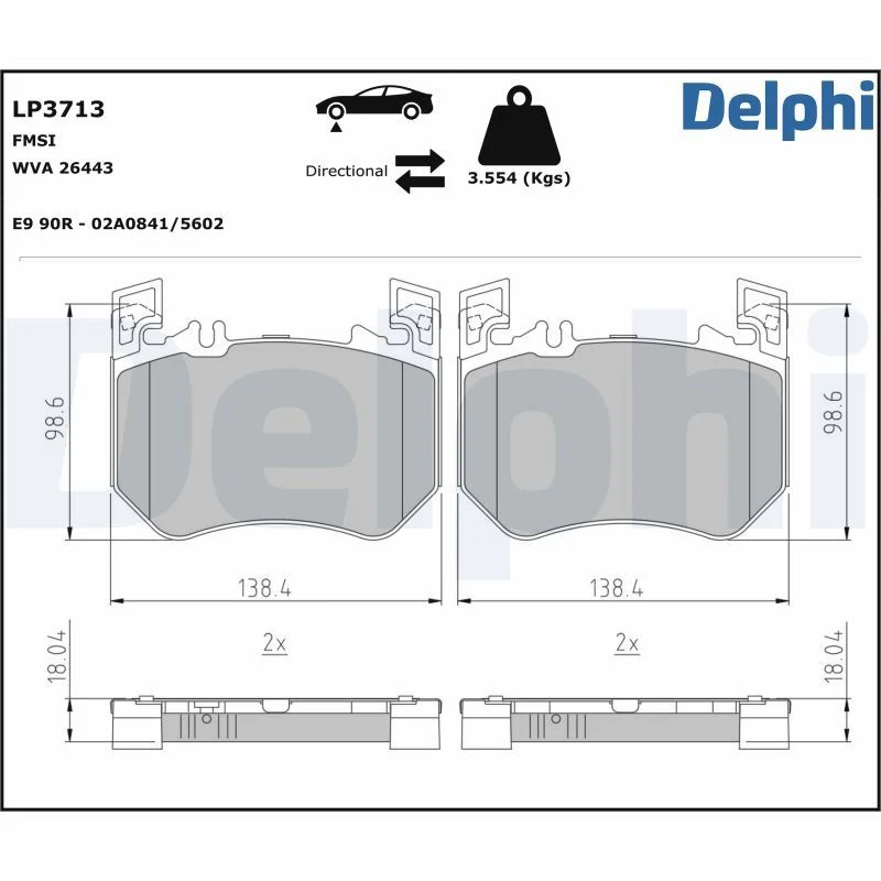 Stabdžių trinkelių rinkinys, diskinis stabdys DELPHI LP3713