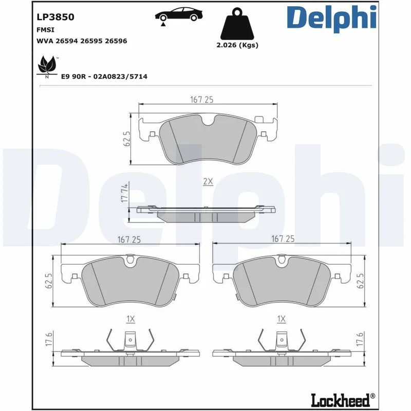 Sada brzdových platničiek, kotúčová brzda DELPHI LP3850