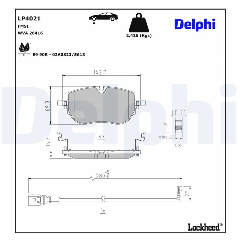 Brake Pad Set, disc brake DELPHI LP4021