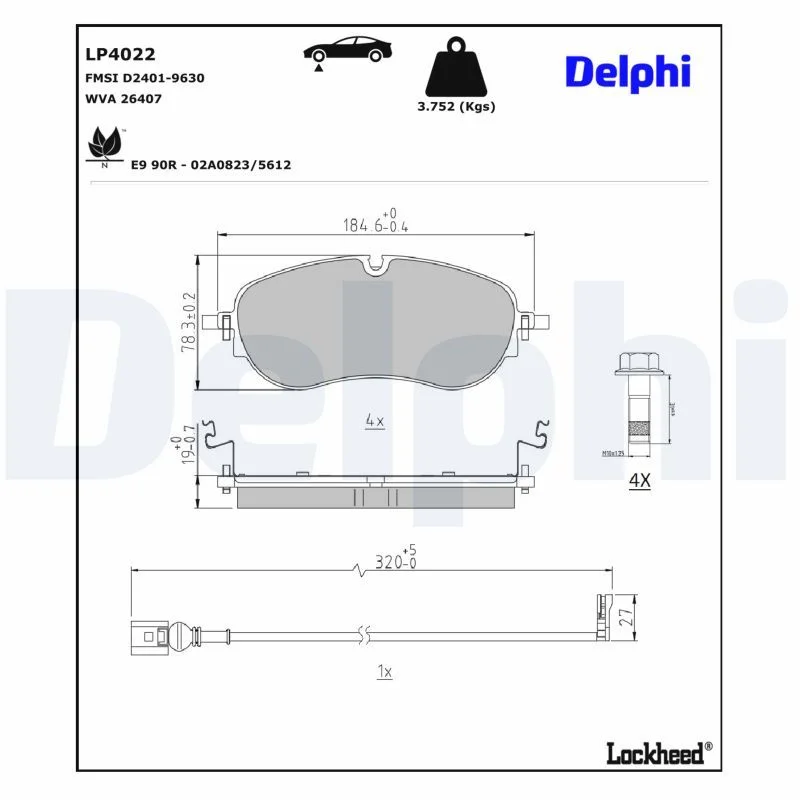 Brake Pad Set, disc brake DELPHI LP4022