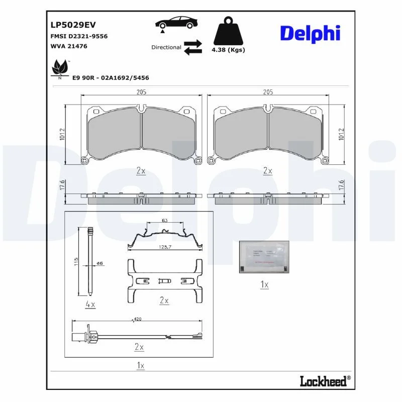 Stabdžių trinkelių rinkinys, diskinis stabdys DELPHI LP5029EV