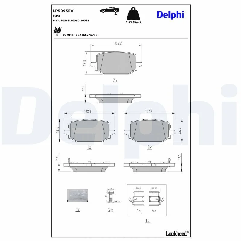 Brake Pad Set, disc brake DELPHI LP5095EV