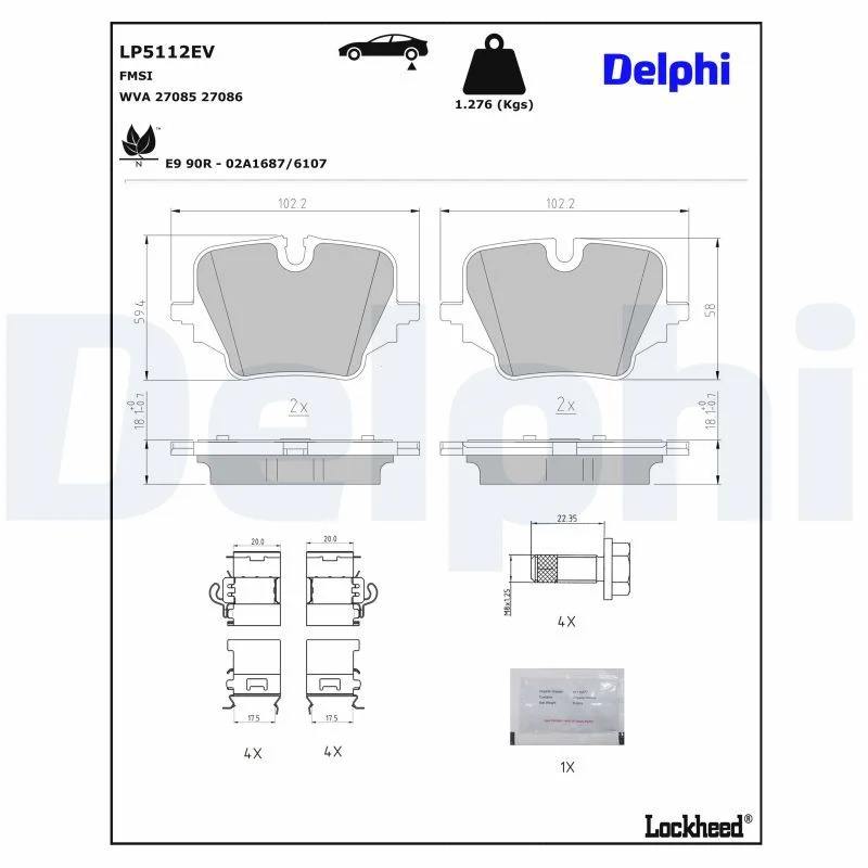 Brake Pad Set, disc brake DELPHI LP5112EV