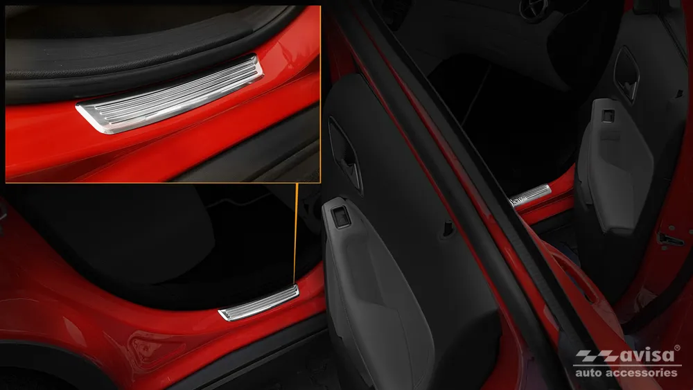 Rear Door Sills (2 Pcs) MERCEDES GLA X156 2013-2017, FL2017-2019 / MERCEDES GLA II H247 2019-> (silver mirror) AVISA 2/13013