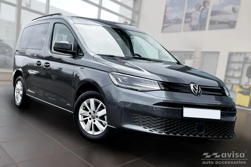 Door Sills Embossed Lines (2 Pcs) VOLKSWAGEN CADDY V (SB) 2020-> / VOLKSWAGEN CADDY CARGO V (SB ) furgon 2020-> (black) AVISA 2/22274