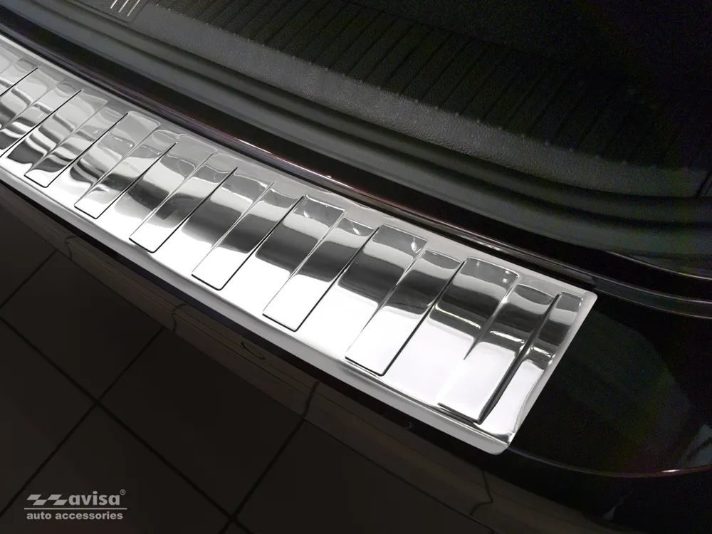 Rear bumper protector VOLKSWAGEN PASSAT B8 variant / R-line / Alltrack/ GTE 2014-2019, FL2019->2023 (silver mirror) AVISA 2/38038