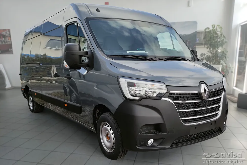 Rear bumper protector NISSAN NV400 2010-2014, FL2014-> / OPEL MOVANO 2010-2014, FL2014-2021 / RENAULT MASTER III 2010-2014, FL 2014->2024 longer version (black MAT) AVISA 2/40234