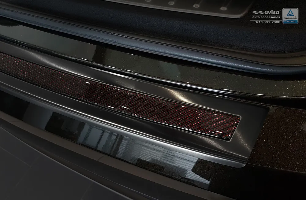 Rear bumper protector BMW X6 II F16 2014-2020 (black steel, black -red carbon) AVISA 2/44054