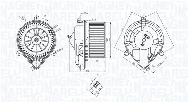 Vnútorný ventilátor MAGNETI MARELLI 069412228010