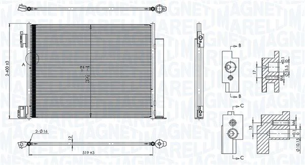 Kondenzátor, klimatizácia MAGNETI MARELLI 350203101500