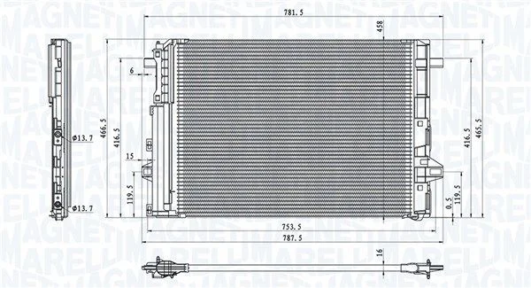Kondenzátor, klimatizácia MAGNETI MARELLI 350203758000