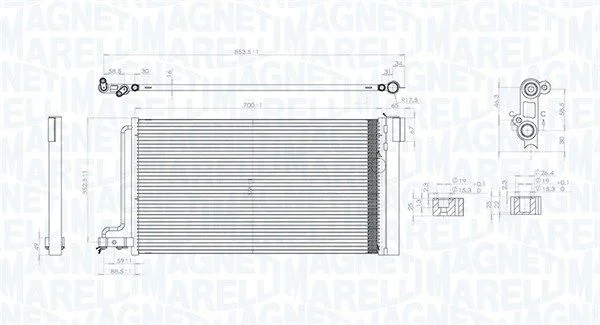 Kondenzátor, klimatizácia MAGNETI MARELLI 350203796000