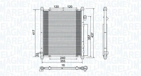 Condenser, air conditioning MAGNETI MARELLI 350203907000