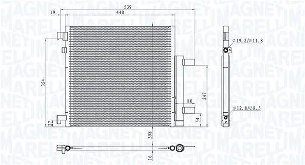 Kondenzátor, klimatizácia MAGNETI MARELLI 350203908000