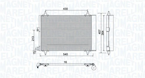 Kondenzátor, klimatizácia MAGNETI MARELLI 350203920000
