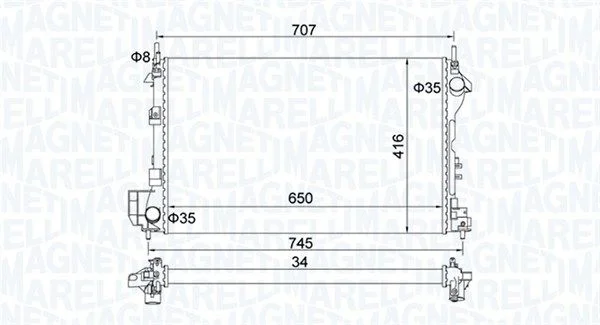 Radiator, engine cooling MAGNETI MARELLI 350213195700